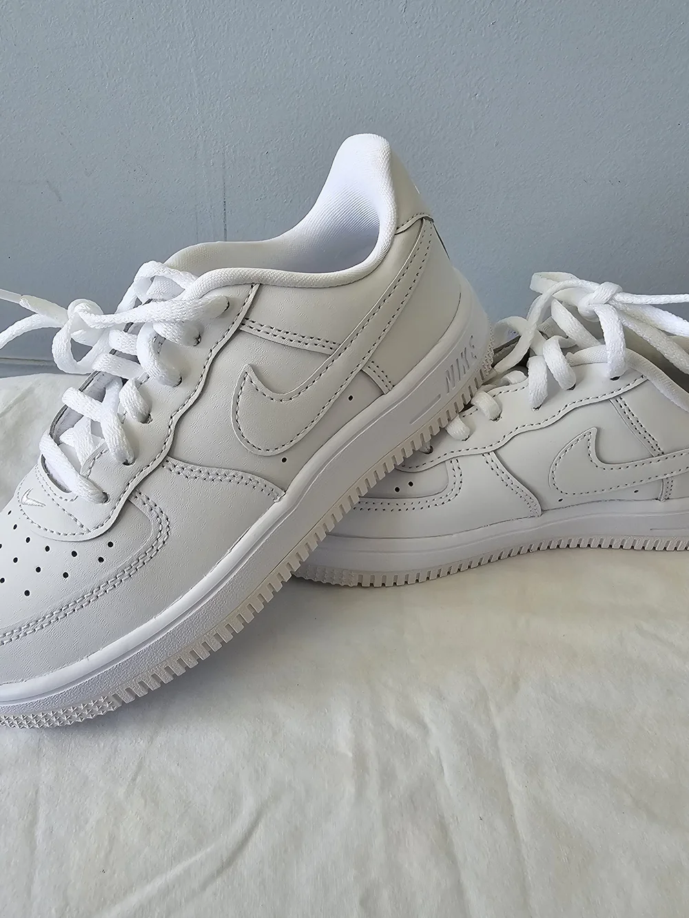 Nike Kids' All-White Force 1 Low Lace Sneakers